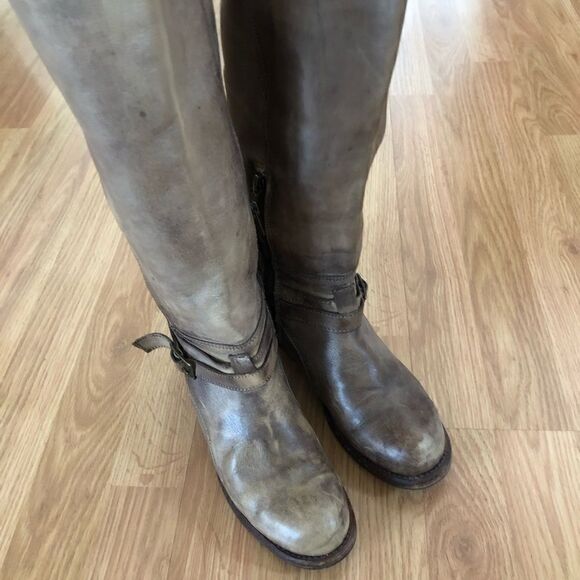 BED STU Brown Tan Leather Cobbler Series Handmade Tall Knee Boots Distressed - Picture 8 of 14